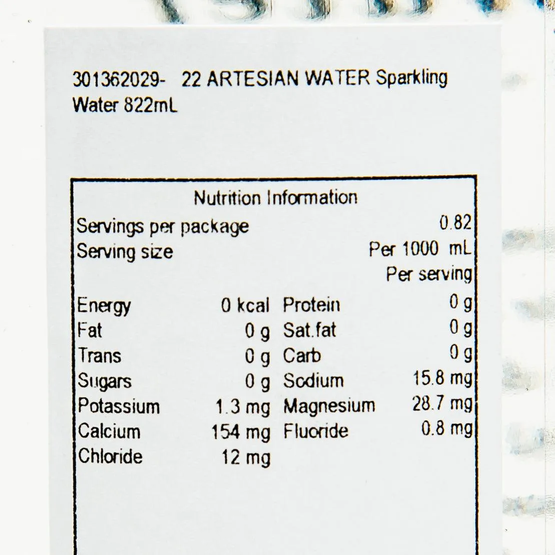 22 ARTESIAN WATER Sparkling Water  (822mL)