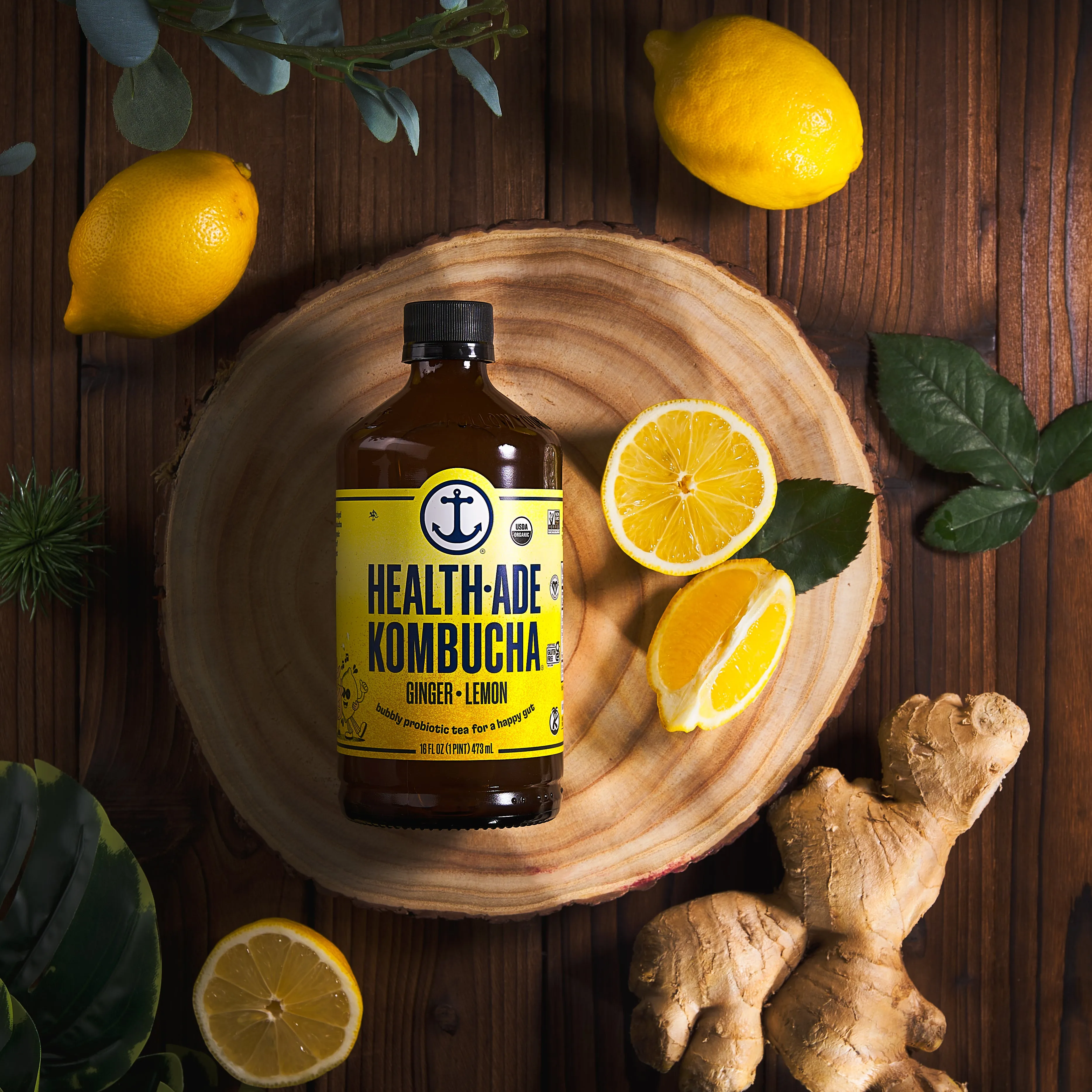 HEALTH ADE KOMBUCHA Organic Ginger Lemon Kombucha  (473mL)